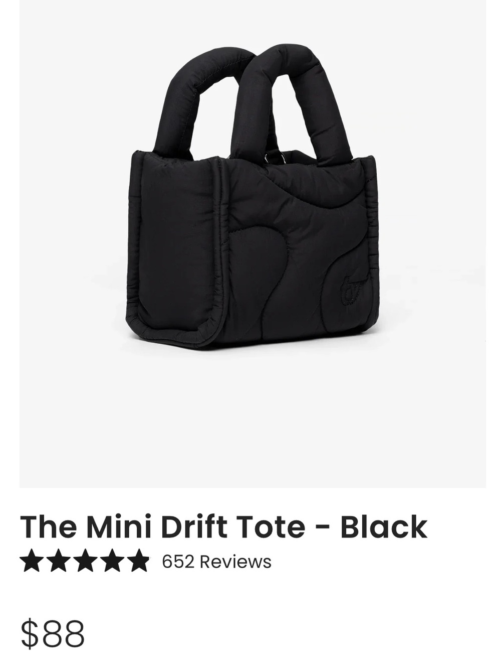 Mini Quilted Tote - Black